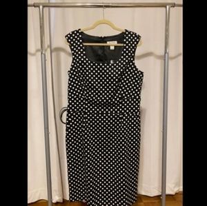 White House Black Market Sheath Black Polka Dot Sleeveless Dress 14 NWT